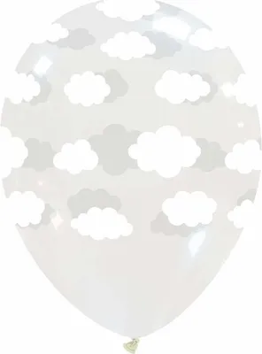 Produktbild von 6 Luftballons transparent mit weißen Wolken 30cm
