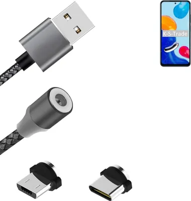 Produktbild von K-S-Trade Hochwertiges Magnet-Lade-kabel Sync-Kabel Daten-Kabel für Xiaomi Redmi Note 11 Global mit USB-Typ-C-Anschluss und Micro-USB-Anschluss 2A