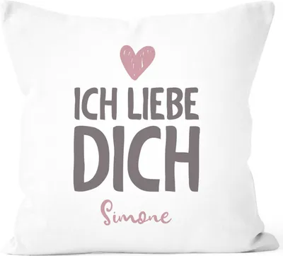 Produktbild von Kissen-Bezug Liebe Name anpassbar ich liebe Dich personalisiert Liebeserklärung Geschenk Partner Freund/Freundin Valentinstag SpecialMe® W weiß unisize