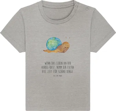 Produktbild von Mr. & Mrs. Panda  T-Shirt Schnecke Sir 12. - 18. Monat - Heather Grey - Geschenk, Schnecken, Baby Oberteil, Weisheit, Motivation, Lustige Sprüche, Lebenszeit, Kinder