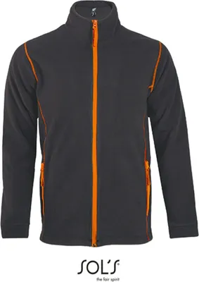 Produktbild von SOLs 00586 | Micro Fleece Zipped Jacket Nova Men / Herren Jacke - Farbe: Charcoal Grey (Solid)/Orange - Größe: L