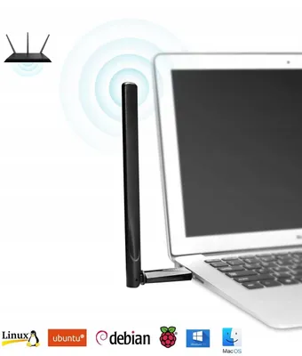 Productafbeelding van BrosTrend AC650 Dual-Band USB 2.0 Wi-Fi Adapter, 433 Mbit/s