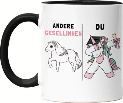 Produktbild von Andere Gesellinnen Du Tasse Schwarz Pferd Einhorn Geschenkidee Lustig Ausbildung Berufsschule