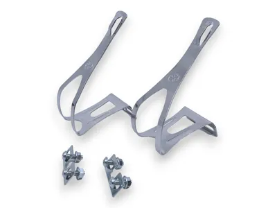Produktbild von Retro Pedalhaken Edelstahl silber – universelle Passform