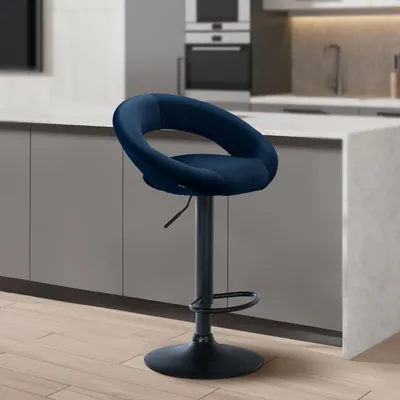 Produktbild von Barhocker HLO-CP288 Samt schwarz  blau