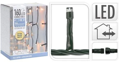 Immagine prodotto di Prolunga 3m per ghirlanda da esterno con cavo LED nero ghiacciolo 2700K bianco caldo