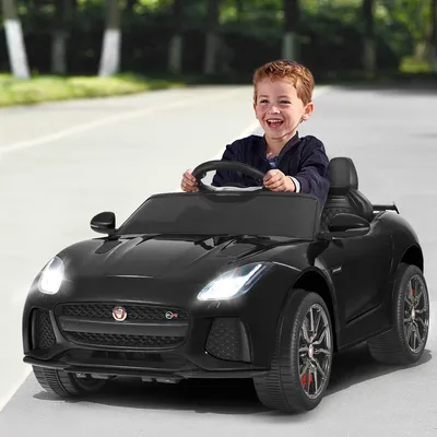 Produktbild von COSTWAY Jaguar 12V Elektro Kinderauto mit Geschichten & Musik & Hupe & Scheinwerfer, Kinderfahrzeug mit 2,4G Fernbedienung, Elektroauto 3-5km/h für Kinder ab 3 Jahren (Schwarz)