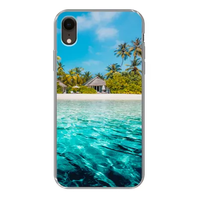 Produktbild von MuchoWow® Handyhülle Schutzhülle Hülle für iPhone XR Strand - Palmen - Meer Silikon Softcase Handy Hülle - Schutzdeckel