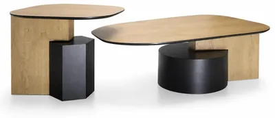 Image de Table basse moderne, beige, forme inhabituelle, géométrique, unique
