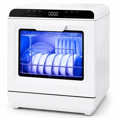 Produktbild von Tischgeschirrspüler Mini Geschirrspüler mit 7,5L Tank & 6 Spülprogrammen – kompakter Tischspüler ohne Festwasseranschluss, 720°-Doppelsprühsystem