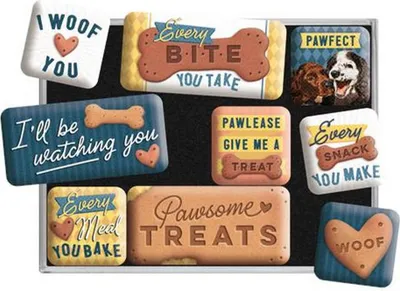 Image de Nostalgic-Art - Set de 9 aimants - Animal Club - Every Bite You Take Dog Treats