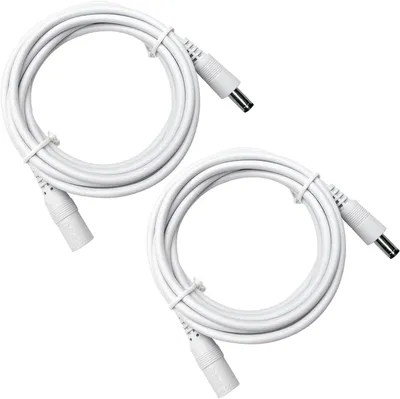 Produktbild von DC-Verlängerungskabel, 5,5 x 2,1 mm, Stecker zu Buchse, 1 Meter, 2 Stück, weiß