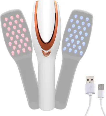 Image de Peigne de massage du cuir chevelu avec luminothérapie 3-en-1 - Peigne électrique - Rechargeable par USB - Contre la chute des cheveux - Portable - Batterie intégrée - Couleur A