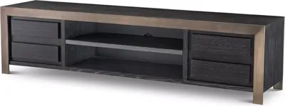 Produktbild von Casa Padrino Luxus TV Schrank Schwarzgrau / Bronzefarben 240 x 50 x H. 55,5 cm - Massivholz Sideboard mit 4 Schubladen - Wohnzimmer Möbel - Hotel Möbel - Luxus Kollektion