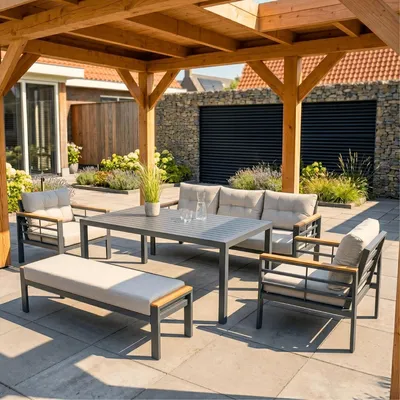 Produktbild von Garten-Essgruppe Blakes 7 Personen Anthrazit / Holz – 06260A