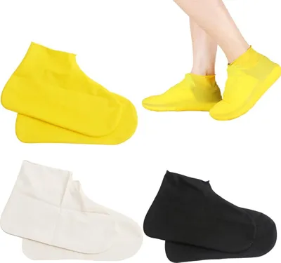 Produktbild von 3 Paare Wasserdichte Anti-Rutsch Schuhüberzieher, Wiederverwendbare Regenschutz Überschuhe für Regen, Schneetag, Schlammige Straßen