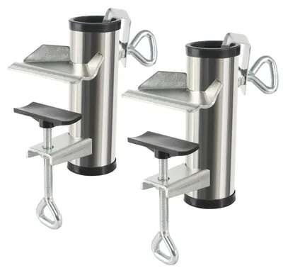 Productafbeelding van Balkonhouders, 2 stuks - Gietijzer - Roestbestendig - Geschikt voor parasols met een diameter van 25-36 mm - Voor bevestiging aan balkonhekken - Stabiele bevestiging - Parasolhouder