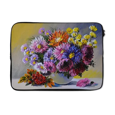 Produktbild von MuchoWow® Laptop Hülle 13 Zoll Ölfarbe - Blumen - Stilleben Laptoptasche - Laptophülle - Sleeve - Rundumschutz