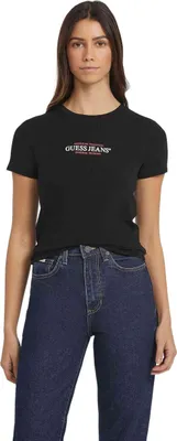 Produktbild von Guess Jeans Gj Cn Slim American Tr Kurzarm-t-shirt Schwarz M Damen Schwarz M