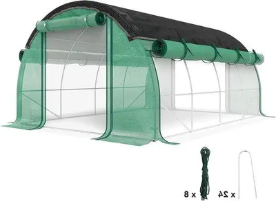 Productafbeelding van Foliemodel - Kweekkas Tunnel - Planten Beschermen - UV-werend Net - 4x3x2 m - Groen