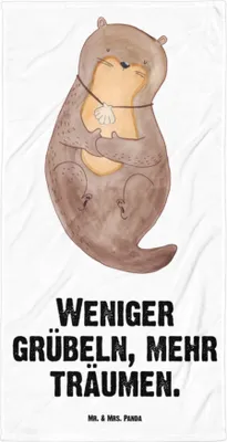 Produktbild von Mr. & Mrs. Panda Strandtuch Otter Muschel - Weiß - Geschenk, Büro, Badehandtuch, Großes Handtuch, Seeotter, Optimistisch, Reisehandtuch, Badelaken, Positiv, Träumen