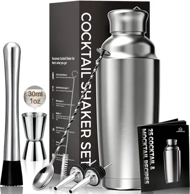 Imagen del producto de Set de cocteleras de 700 ml - Juego de 8 piezas de cocteleras de acero inoxidable 304 - Ideal para preparar cócteles, con colador integrado, tanto para principiantes como para profesionales