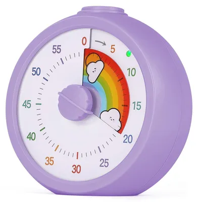 Image de Compteur visuel - Minuteur de 60 minutes avec fonction de pause - Gestion du temps pour la maison, la cuisine, le bureau et l'école - Couleur : violet