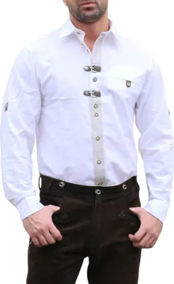 Produktbild von Germna Wear, Trachtenhemd für Lederhosen mit Verzierung weiß, Größe:S