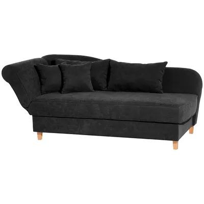 Produktbild von Max Winzer Recamiere mit Armteil links klappbar Selma - Velourstoff schwarz - Maße: 190 / 210 x 88 x 82 cm