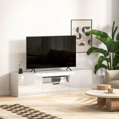 Immagine prodotto di Mobile TV - Mobile TV con ante - Mobile TV - Mobile porta TV - Basso mobile porta TV - Bianco - 160 cm - Adatto per televisori da 65 pollici