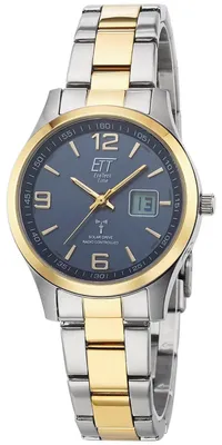 Produktbild von ETT Damenuhr ELS-11600-32M, Quarz, Funk-Solar, blaues Zifferblatt, Edelstahl