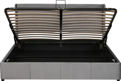Produktbild von okwish Polsterbett 180 x 200, Kissenkopfteil, Doppelbett, hydraulisches Funktionsbett mit Lattenrost Grau