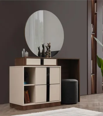 Produktbild von Schminktisch Kosmetiktisch Frisiertisch Frisierkommode Beige Spiegel