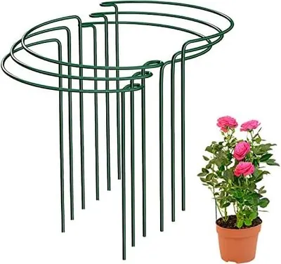 Produktbild von JIALWEN 6 25 teilig x 40 cm Pflanzenstütze Ringkäfige, Garten Pflanzenpfähle Metall Halbrund Grüner Pflanzenstützen für Gemüse, Tomaten, Pfingstrosen, Rosen, Hortensien, Blumen