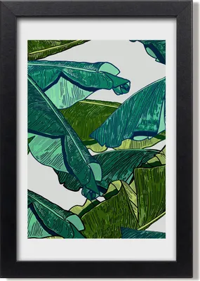 Produktbild von Bild 20x30 MDF-Rahmen, Wandkunst Bananenblätter