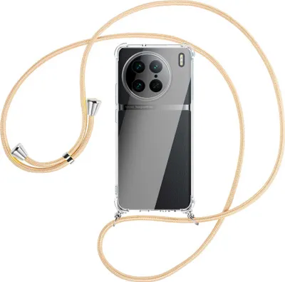 Produktbild von Handykette Backcover-Schutzhülle mit Band (Metall silberfarben) für vivo X90 Pro (V2242A, 6.78'') - Goldkordel