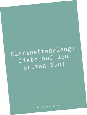 Produktbild von Mr. & Mrs. Panda Postkarte Spruch Klarinette Liebe  - Meeresbrise - Geschenk, bildkarte, Ansichtskarte, Klarinettenspieler, einzelkarte, Lernen, Holzblasinstrument, Musik