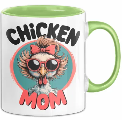 Produktbild von Huhn Tier Bauer Tasse Becher Geschenk Lustige Geschenkidee Spruch Hühnermama (Grün)