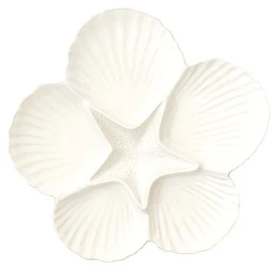 Image de Assiette De Service Apã‰ritive En Porc.faã‡onnã‰e 㘠32,5 Cm Coquillages White - Pozzi Milano Spa