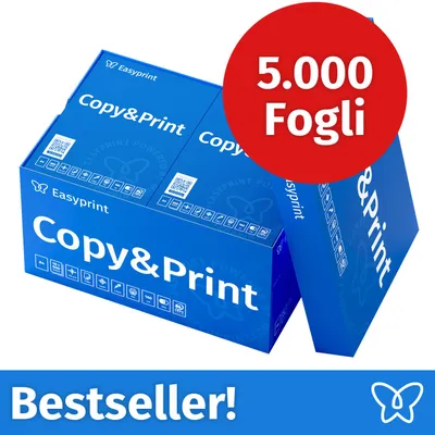 Immagine prodotto di NUOVO: Easyprint Carta per stampanti e fotocopie 5000 fogli 10 x 500 A4 Premium Bianco brillante CIE 160 Vincitrice del test Certificata PEFC