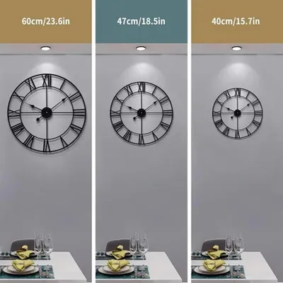 Produktbild von Stilvolle schwarze Metall-Wanduhr 40cm, leise Quarzuhrwerk für Wohnzimmer & Büro