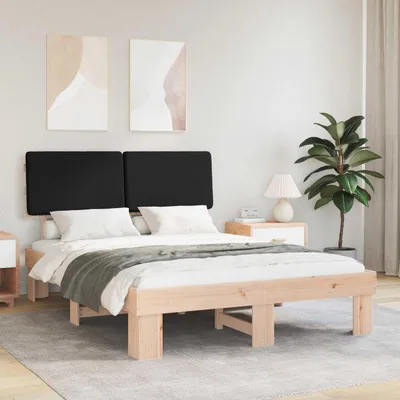 Image de Maison Exclusive - Cadre de lit avec tête de lit rembourrée Noir 140 x 190 cm