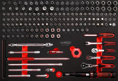 Zdjęcie produktu dla KS TOOLS Zestaw kluczy nasadowych 1/4'' w piankowej wkładce, 169 części ( 811.0169 )