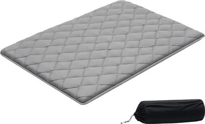 Immagine prodotto di Materasso futon giapponese - Materasso da pavimento tatami - Pieghevole - Dimensioni 203,2 x 137,2 x 8,9 cm - Nove strati - Per yoga e meditazione - Con borsa per riporlo - Grigio