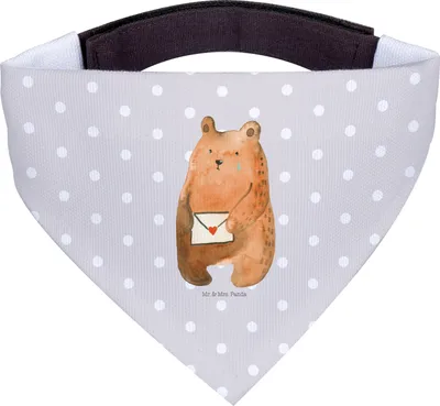 Produktbild von Mr. & Mrs. Panda Halstuch Hund Bär Liebesbrief - Grau Pastell - Geschenk, Vermissen, Sehnsucht, Teddy, Für Hunde, Partner, Hunde-Halstuch, Bandana, Tuch, Freundin