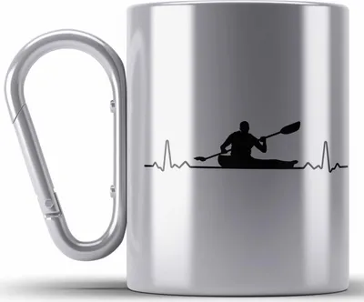 Produktbild von Trendation - Kajak Geschenk Edelstahl Tasse Karabiner Mit Spruch Kajakfahrer Geschenkidee Karabiner Edelstahl Tasse Karabiner Edelstahl Kanu Padelboot (Silber)