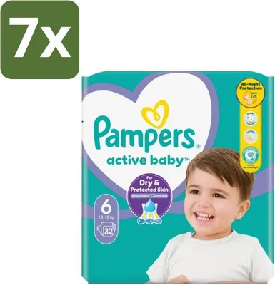 Produktbild von Pampers – Windeln – Active Baby Größe 6 – 32 Windeln - Vorteilspack - 7 Stücke
