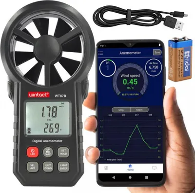 Zdjęcie produktu dla Miernik wiatru Wiatromierz Wintact WT87B Bluetooth