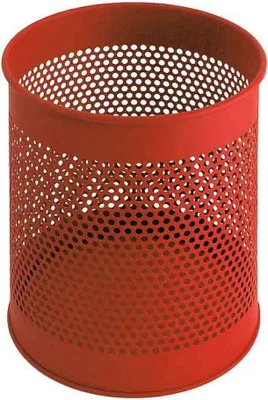 Produktbild von Runder perforierter Papierkorb aus Metall | 15 Liter, HxØ 32x26cm | Rot
