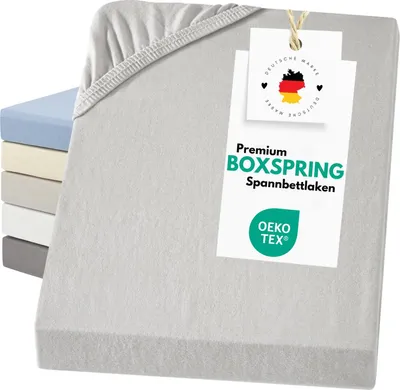 Produktbild von Jersey Bettlaken Boxspring / Wasserbett aus 100% Baumwolle Hellgrau 180-200 x 200 cm